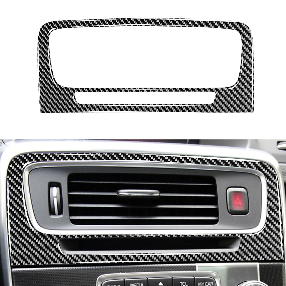 

Real Carbon Fiber Car Dashboard Central Console Air Vent Frame Sticker For Volvo V60 2010-2017 S60 2010-2018 LHD RHD Auto Trim