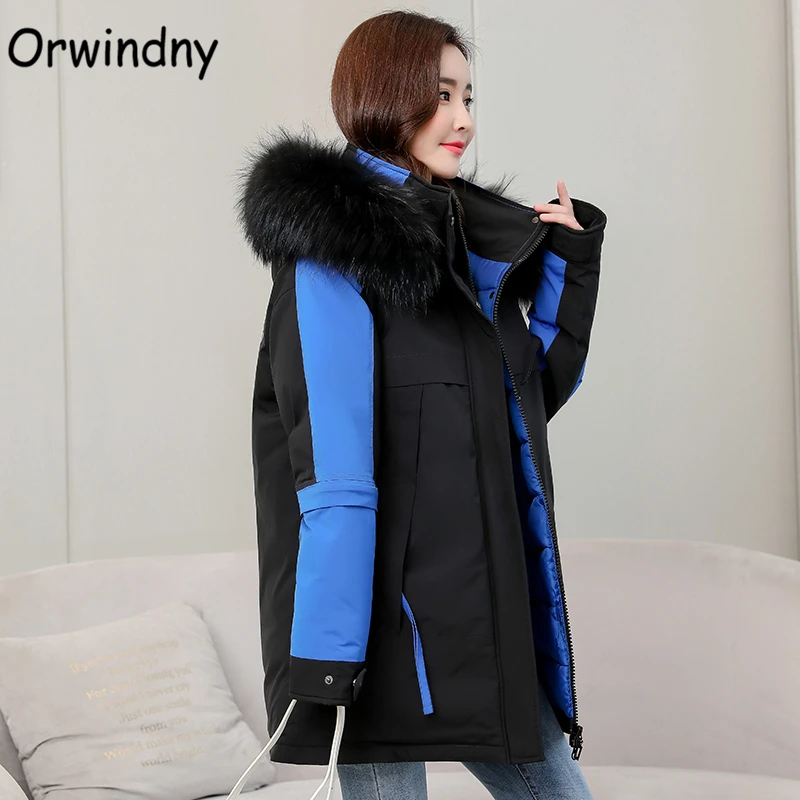 

Orwindny Women Winter Jackets Plus Size 5XL Female Coat Snow Wear Outwear Hooded Warm Parka Letter Cotton Padded Clothing Ladies