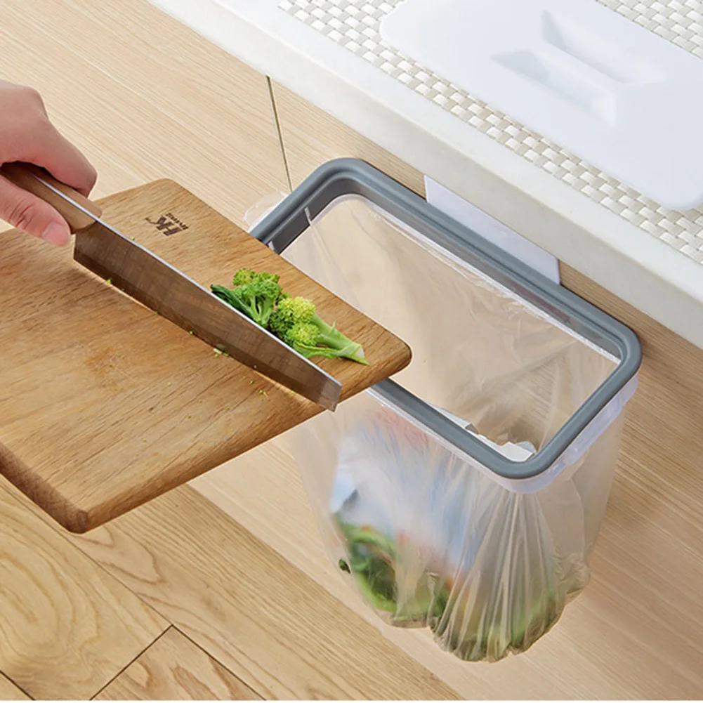 

Waste Bins Garbage Bag Holder Hanging Home Portable Plastic Storage Rack Cupboard Stand Trash Can Rack Hang Holder Kitchen Tool