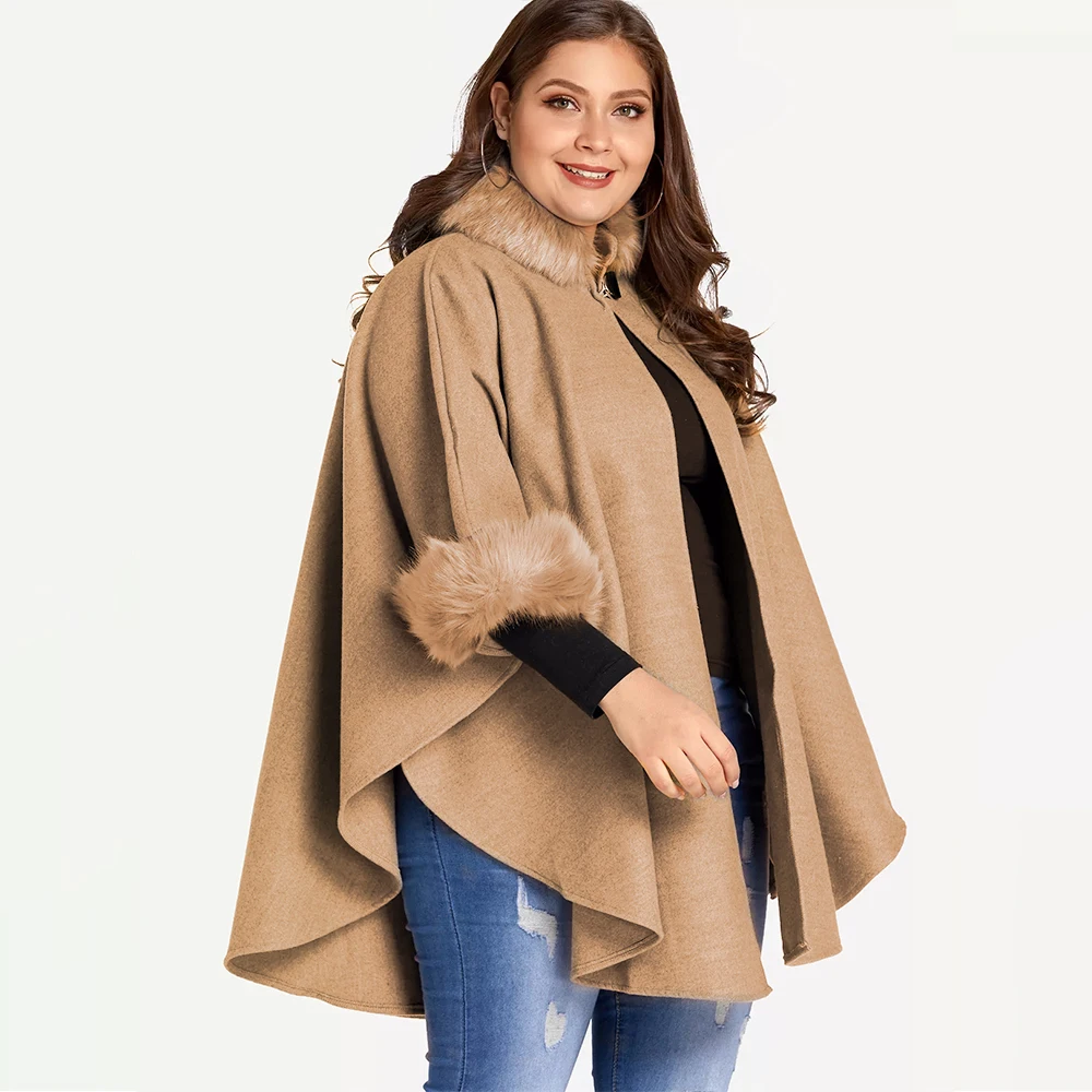 Женское длинное шерстяное пальто с воротником из искусственного меха элегантная