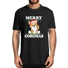100% хлопок симпатичная корги собака Рождество веселый корж смешная Мужская новинка футболка женская Повседневная Уличная одежда Харадзюку Футболка Топ европейский размер