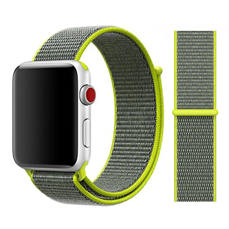 Для наручных часов Apple Watch, версии 3/2/1 38 мм 42 мм нейлон мягкий дышащий нейлон для наручных часов iWatch, сменный ремешок спортивный бесшовный series4/5 40 мм 44 мм - Цвет ремешка: Color2 Flash