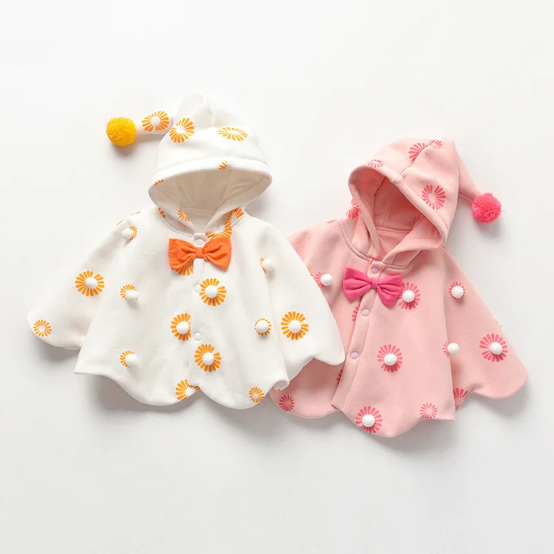 

Baby Cloak Girls Cloak 2022 Autumn and Winter Baby Clothes Children's Shawl Cute Princess Hooded Out Windproof Baby Quilt Jacket