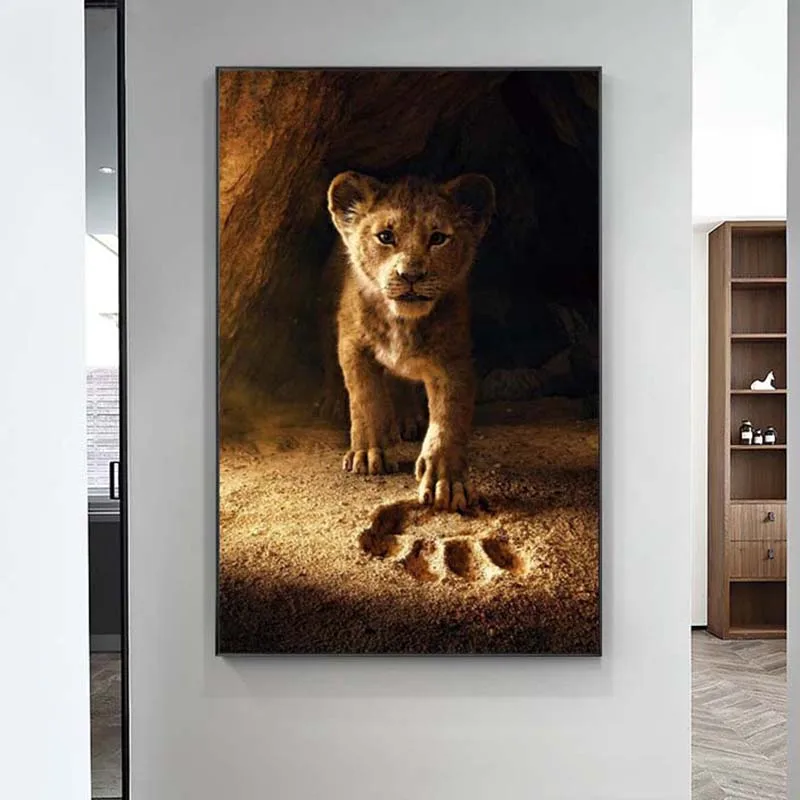 

The Lion King Tiny Simba Classic Cartoon Movie Poster And Prints Animal Canvas Painting On Wall Art For Kid Room Decor Picture