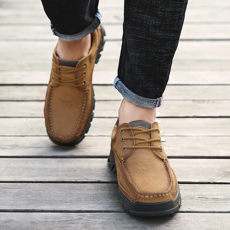 

Fashion Men Loafers Flat Mens Casual Shoes Men Genuine Leather Loafers Breathable Autumn comfortable Shoes Outdoor Sneakers