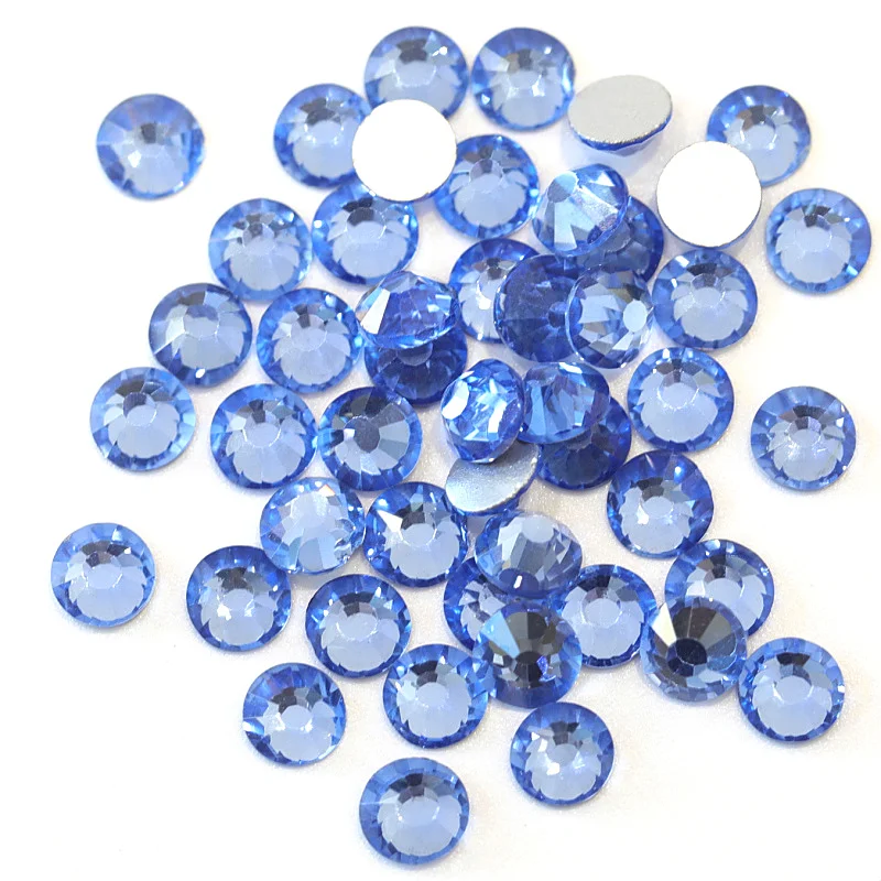 SS3 SS34 Lt. Сапфировое стекло без горячей фиксации стразы синий камень для ногтевого