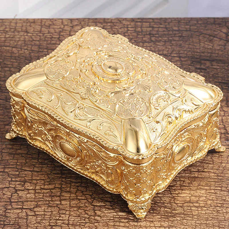 

Винтажная металлическая шкатулка для хранения ювелирных изделий, серег, ожерелий, колец, органайзер, роскошное украшение для дома, гостиной...