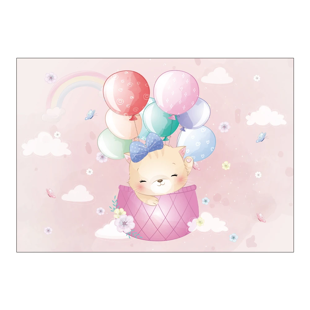 

Cute Cartoon Animals Rabbit Elephant Pink Balloon Floor Mat Door Mat Anti-slip Mat Carpet Bedroom Living Room Home Decoration