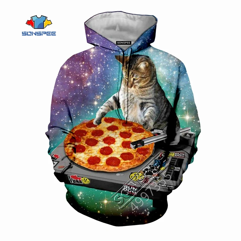 Забавные топы в стиле хип хоп с изображением кота DJ музыкального дизайна SONSPEE