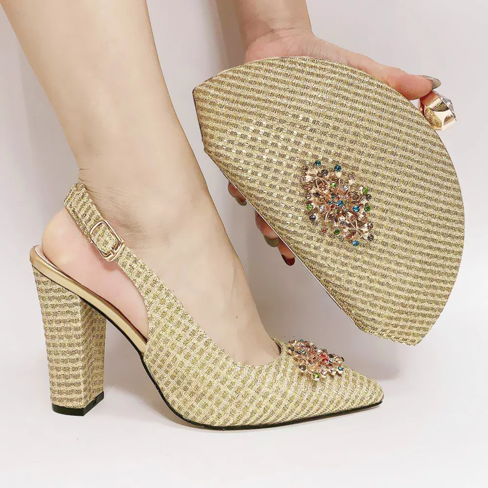 Красивые золотые итальянские туфли doershow с подходящими сумками комплект женской