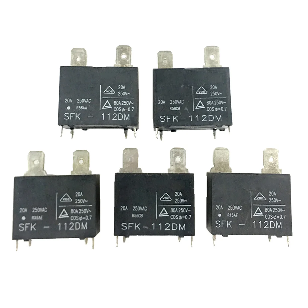 

5pcs SFK-112DM 20A 250VAC 4 Pins Air Conditioner Relay Brand New Parts Accs