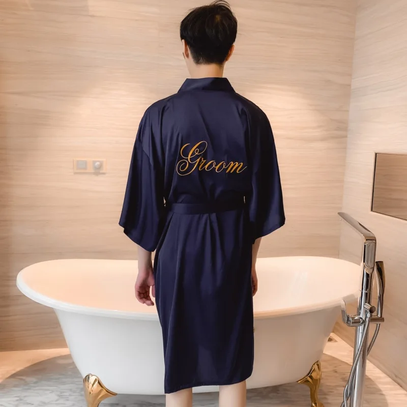 

Bride Groom Wedding Robe Satin Sexy Home Clothing Lovers Sleepwear Kimono Gown Intimate Lingerie Short Homewear Bathrobe
