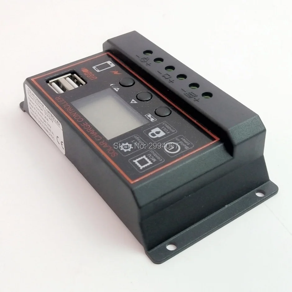 DC12V24V 60A/50A/40A/30A/20A/10A PWM солнечный контроллер заряда солнечная батарея зарядное устройство солнечные регуляторы PV с ЖК-дисплеем+ 5 В USB