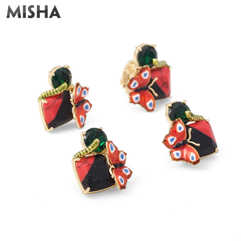 MISHA Модные Ювелирные наборы для женщин ожерелье серьги открытые кольца ручная
