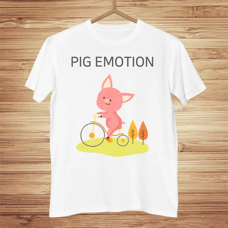 Cartoon Tees Pig Emotion T-shirt Women Harajuku Large Size Short Sleeves Tshirt Casual Summer Animal Print Basic T Shirt