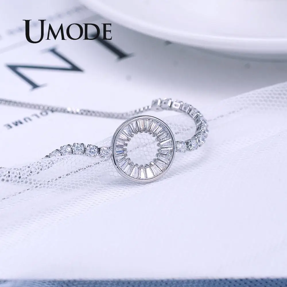 UMODE полые круглые теннисные браслеты для женщин регулируемые и прозрачный циркон