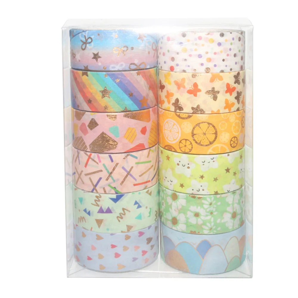 

12 Rolls Creative Gold Foil Washi Masking Tapes Pretty Decorative Washi Tapes