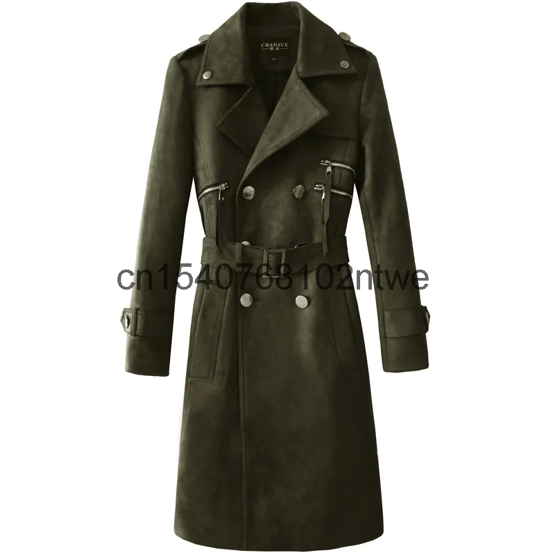 

Мужская Вельветовая ветровка болотного цвета Новинка весна-осень 2020 облегающее длинное пальто 111511