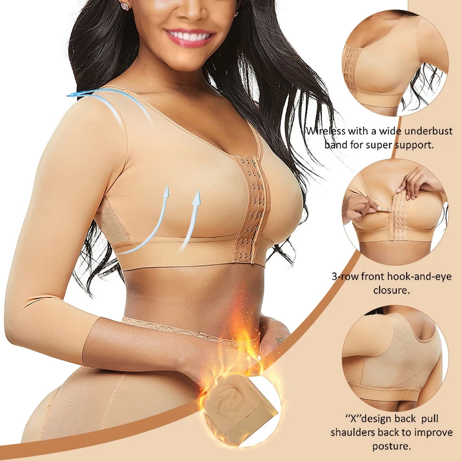 Женский корректирующие топы бюстгальтер с длинным рукавом укороченный топ