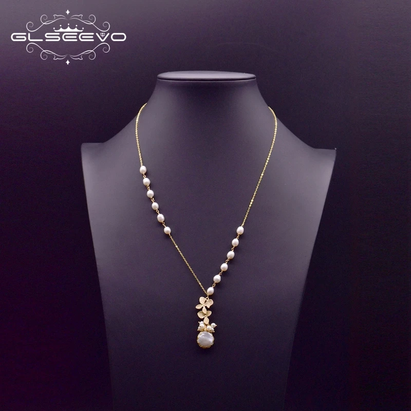 GLSEEVO оригинальный дизайн натуральный барочный жемчуг кулон в виде листа ожерелье
