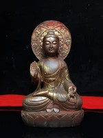 10tibet buddhism old bronze cinnabar lacquer shakyamuni buddha statue back light sitting buddha enshrine the buddha