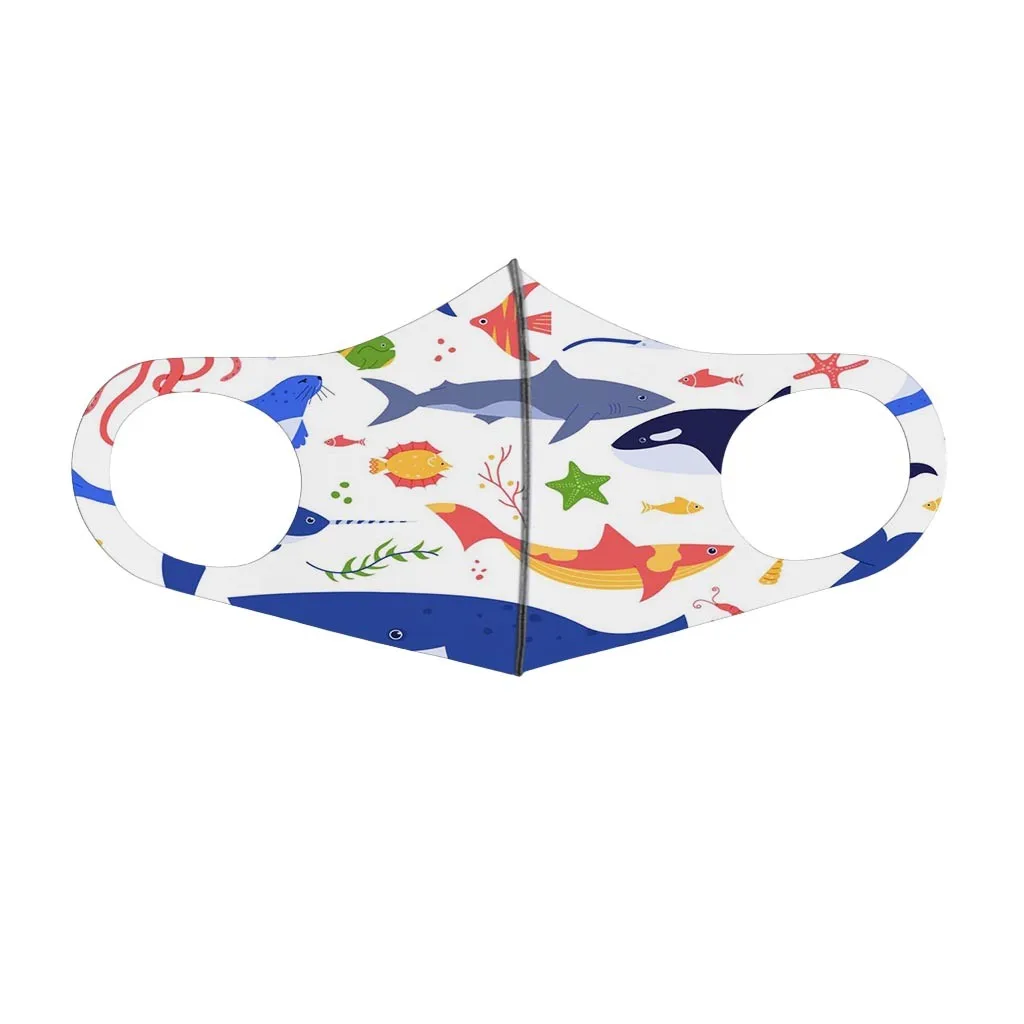 5/10 шт. детская Регулируемая ветрозащитная многоразовая маска для лица с принтом