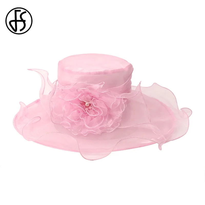 FS церкви Шапки летняя шляпа с широкими полями розовый Fedora Шляпа Для женщин 2020