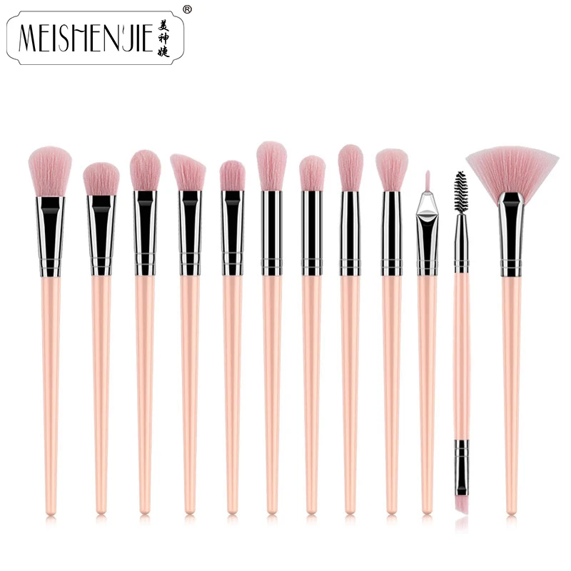 12 шт. Профессиональные кисти для макияжа набор кистей с деревянной основа тени