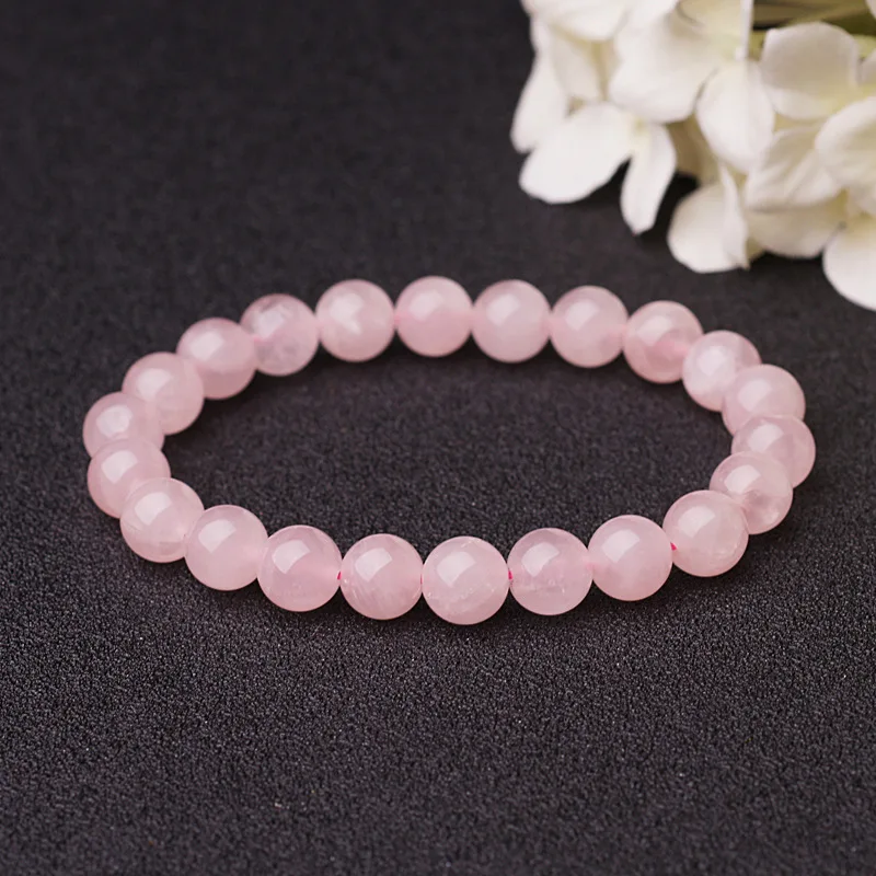 

Rose Quartzs Pink Crystal Beads Bracelet Peach Blossom Lover Natural Stone Bracelets Jewelry Woman Gift