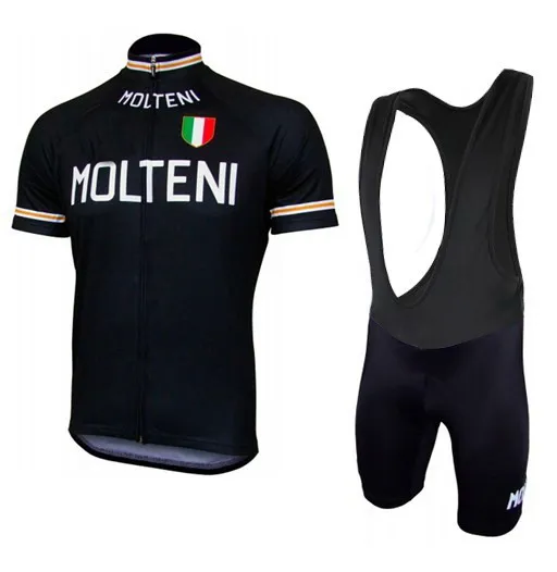 

MOLTENI TEAM BLACK Retro Classic Cycling Jerseys Set Racing Bicycle Summer Short Sleeve Clothing Kit Maillot Ropa Ciclismo