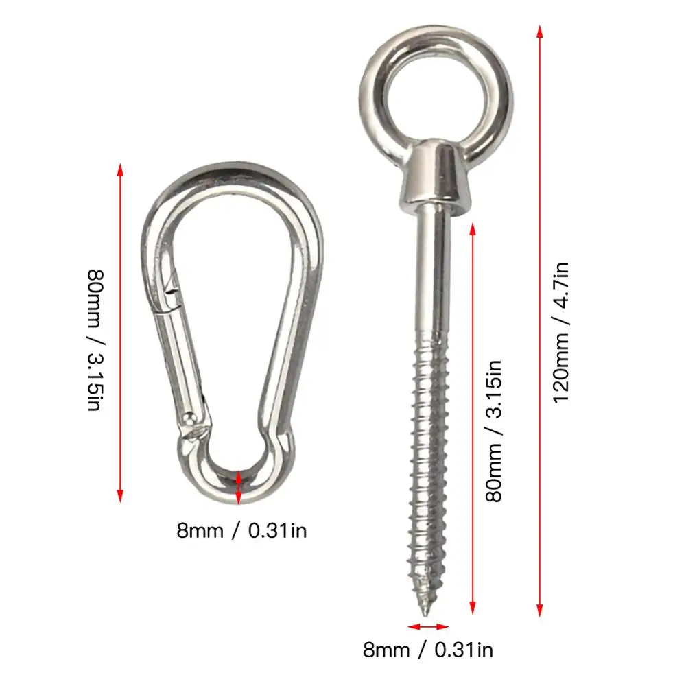 Hammock Suspension Set Hanging Chair Heavy-duty Eye Hook Ring Wood Screw Spring Outdoor Swing Accessories | Обустройство дома