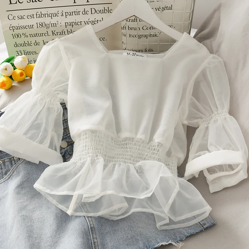 

Short-Sleeved Chiffon Shirt Fashion 2020 New Summer Two-Piece Set Women's Floral Tank Top Short Blouse Girl's Shirt