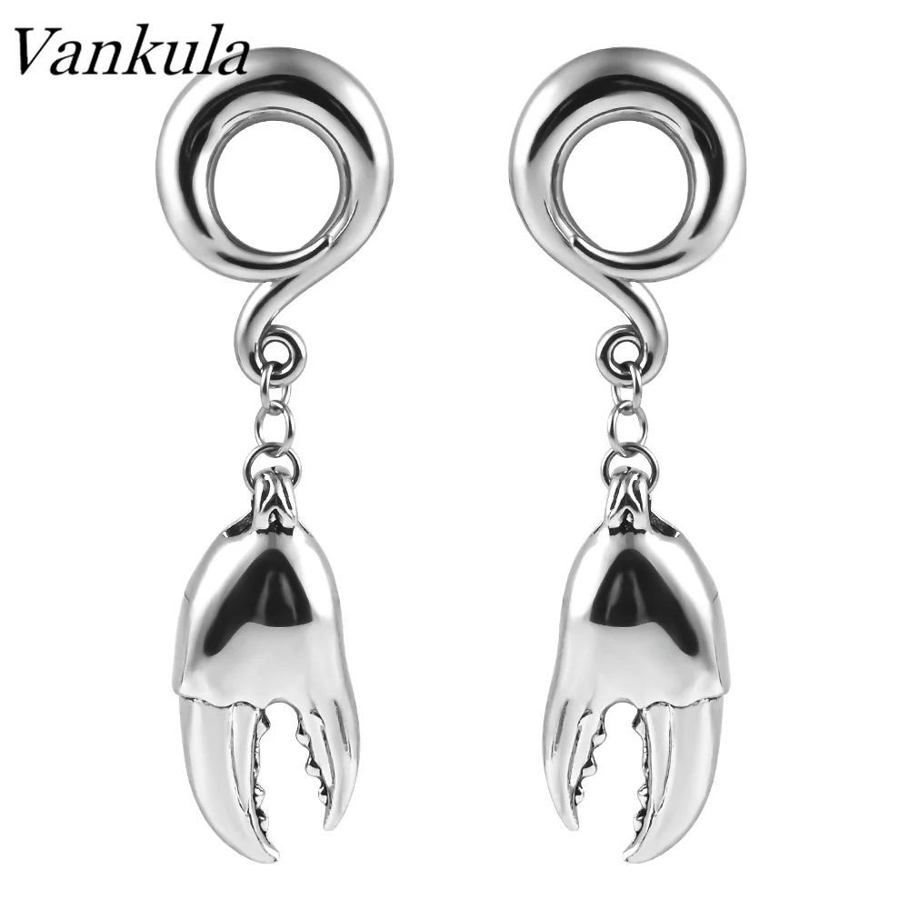Vankula 2 шт. Популярные крабы из Нержавеющей Стали Зубчатые пирсинг в уши туннели