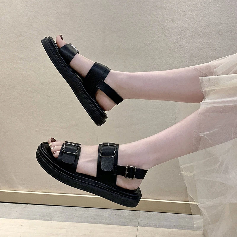 

Clear Heels Flat Sandal Shoe 2021 Summer Suit Female Beige Med Without Comfort Girls Fashion Clogs Black Medium New Rubber Solid