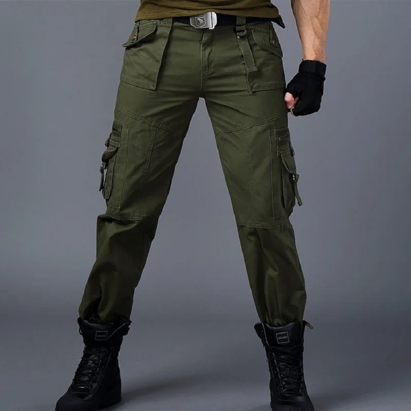 Брюки мужские тактические хлопковые до колена на молнии с карманами|casual joggers|mens