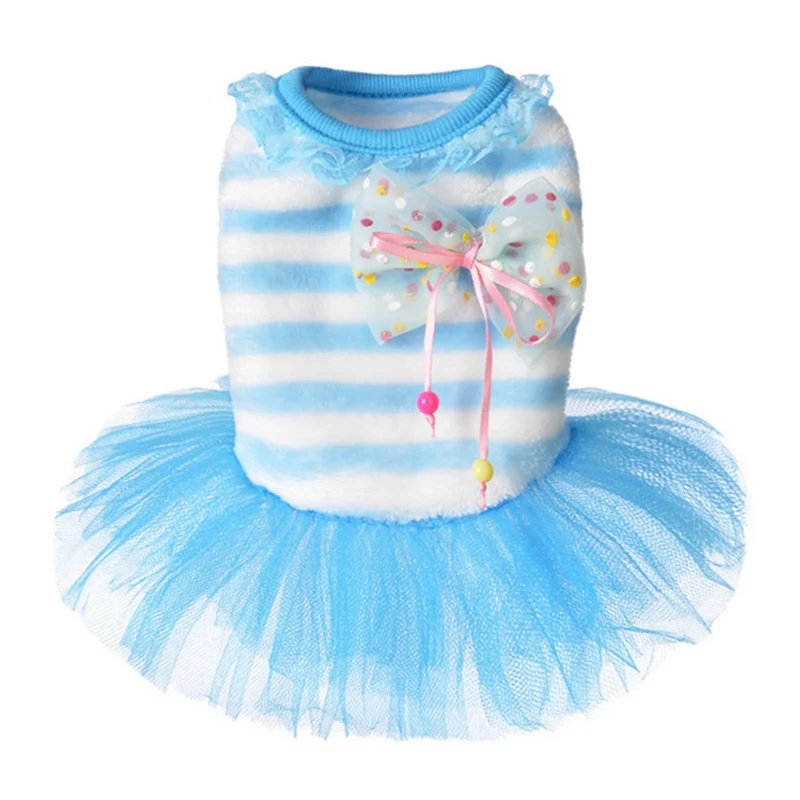 Летнее платье для домашних животных Полосатое принцессы чихуахуа платья собак