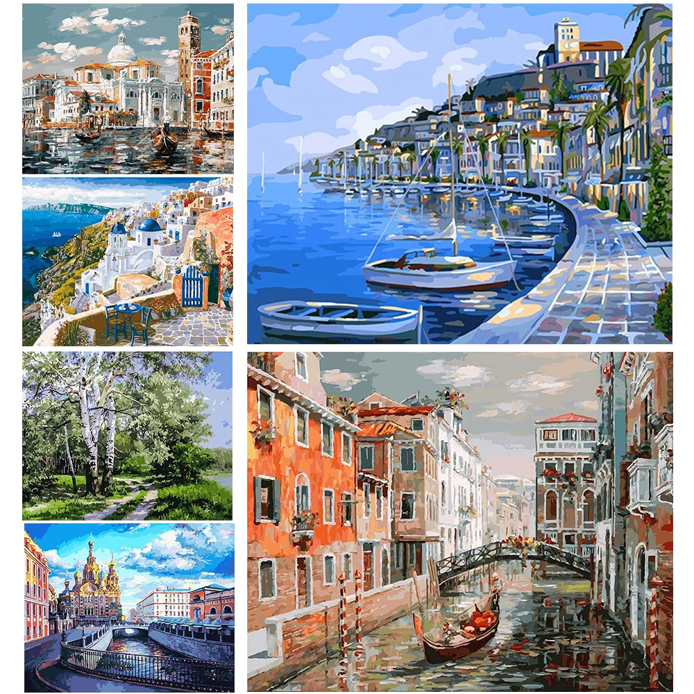 

5D DIY Diamond Painting Castle Trees Landscape Embroidery Cross Stitch Mosaic Full Drill Sticker Home Decoration Wall Stickers