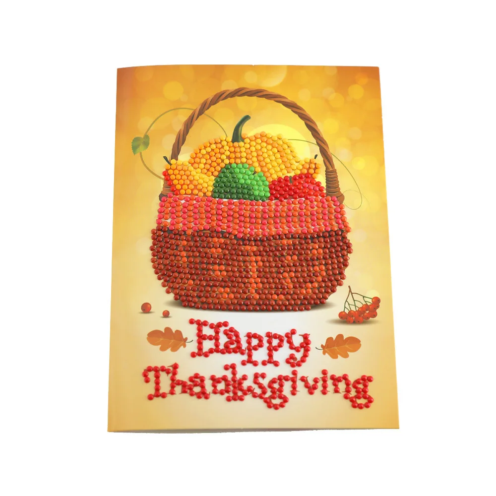

4Pcs 5D DIY Diamond Painting Greeting Cards Thanksgiving Party Gifts Special Shaped Diamond Embroidery Postcards Home Decoration