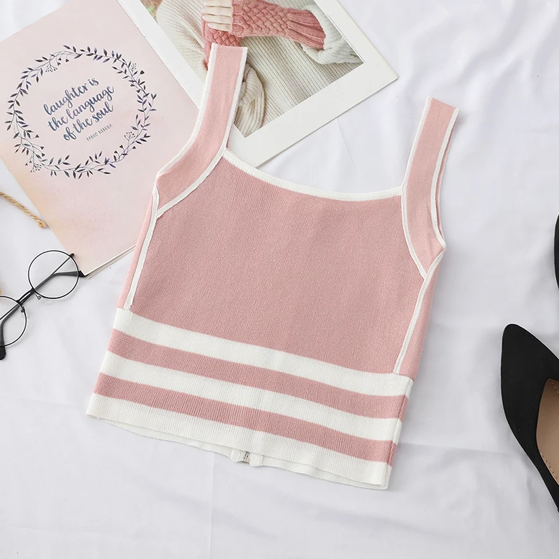 Хлопковый трикотажный топ в полоску летний женский короткий | Женская одежда