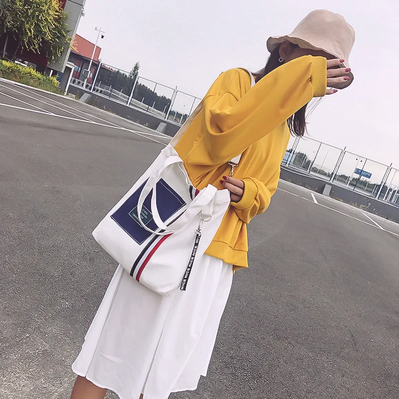 

Art Mori hundred canvas Bag Pure color Korean version shoulder Bag Bag College wind large capacity portable crossbody bag Female