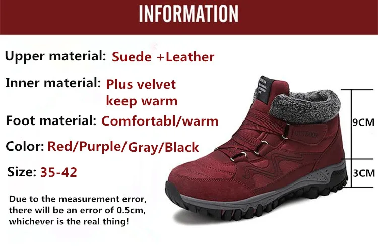 

2019 New Arrival Fashion Suede Leather Women Snow Boots Winter Warm Plush Women's boots Waterproof Ankle Boots Flat shoes 35-42
