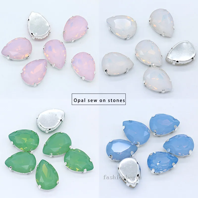 Весь размерный ряд на горном хрустале в виде капли воды белый/зеленый/розовый