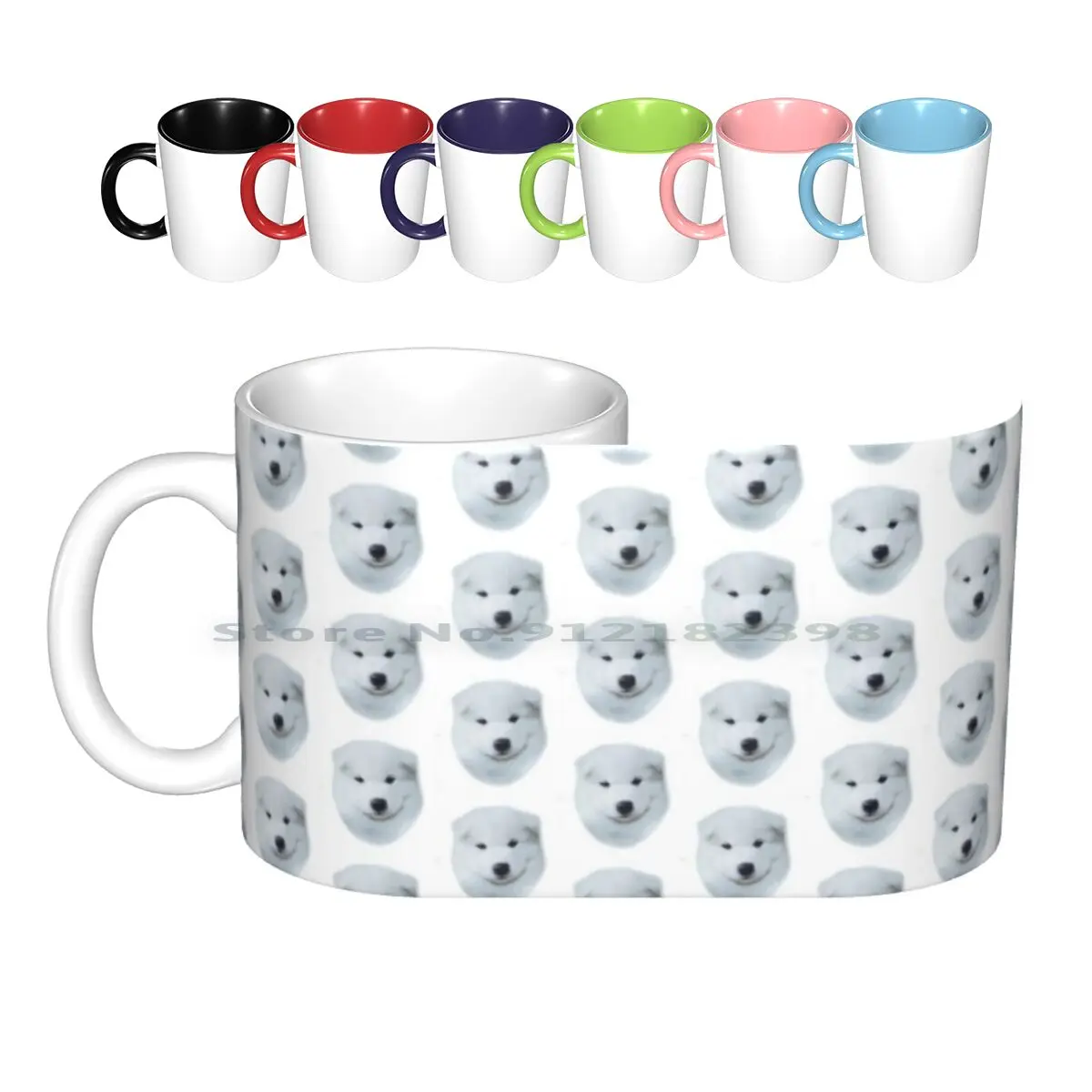

Керамические кружки A Samoyed с маленьким щенком, кофейные чашки, кружка для молока и чая, милый щенок, кавайная самоид, собака, Хаски, Аляска, вол...