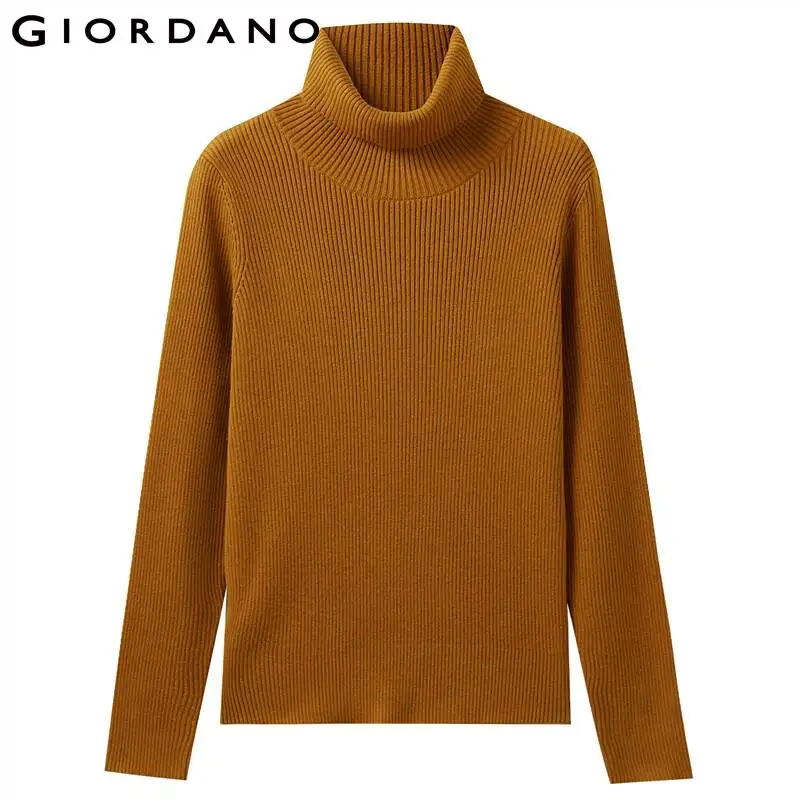 Giordano женская вязаная кофта с высоким воротом и длинными рукавами из натурального хлопка