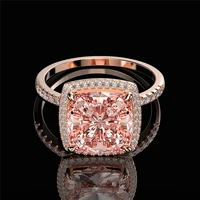 zx luxury pink wedding rings for women 925 silver rose gold cubic zirconia diamond ring trendy female fat finger fine jewerly