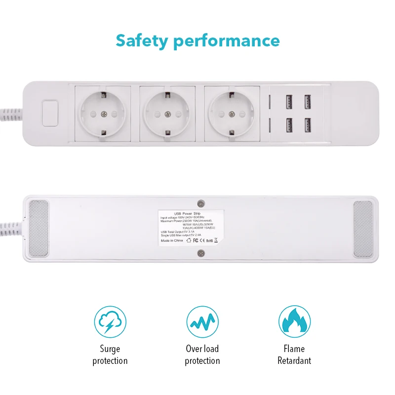 Умная лента питания 3 евровилка, несколько розеток, Homekit, 3 гнезда, 4 порта USB, голосовой пульт дистанционного управления, 1,8 м, 250 В, 16А, 4000 Вт, 5 В, а