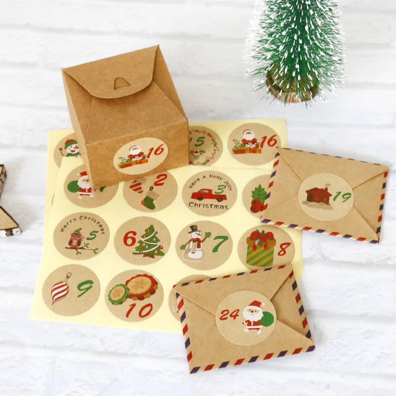 96 шт. рождественские подарочные наклейки бумажные с номером календаря вечерние