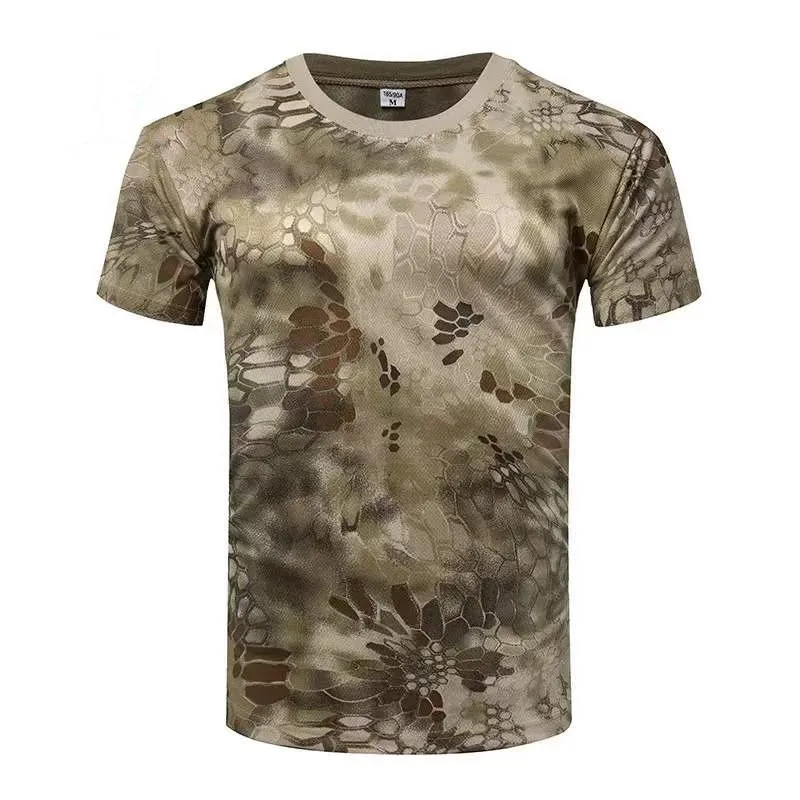 Men Camo T-Shirt Outdoor Tactical Shirt Quick Dry Military Inner Shirt Army Training CS Camo Fans T-shirt Fishing Hunting Shirt images - 6
