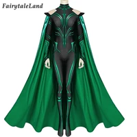 halloween carnival supervillain cosplay jumpsuit hela costume 3d printed zentai green cape