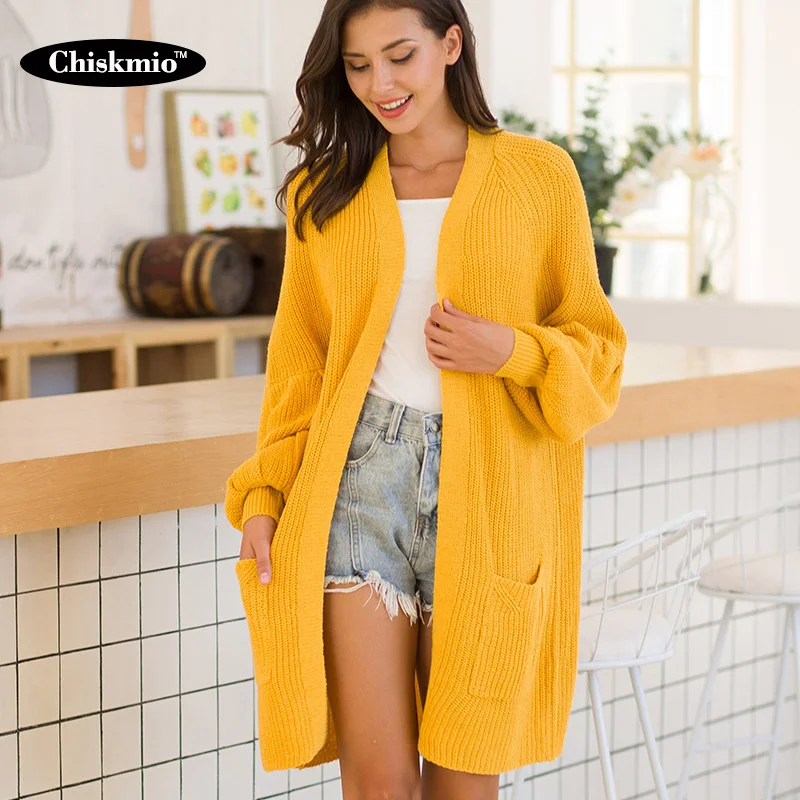 Свободный вязаный кардиган верхняя одежда женский свитер с карманами